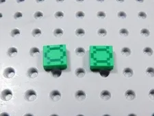 LEGO Minecraft Lot of 2 Bright Green Printed 1x1 Tiles Plates Minifig BI
