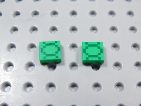 LEGO Minecraft Lot of 2 Bright Green Printed 1x1 Tiles Plates Minifig BI