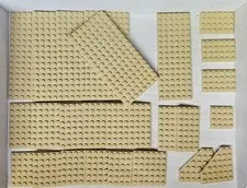 Lego 25 Pc Lot~TAN Base Plates Flats Baseplates 8x16 4x8 6x6 4x16 4x6