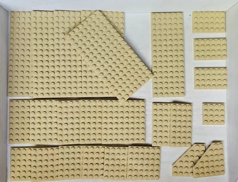 Lego 25 Pc Lot~TAN Base Plates Flats Baseplates 8x16 4x8 6x6 4x16 4x6
