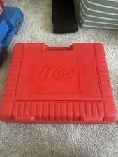 LEGO SLIDE CLOSURE Large Plastic Storage Carrying Case Red Rare 1984 Vintage