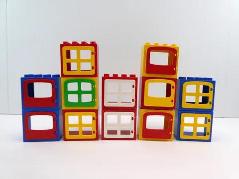 Lego Duplo Lot of 12 Hinged Windows/Doors with Frames Misc Styles & Colors LOT C