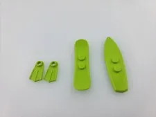  Lego Minifig LIME GREEN SWIM FINS FLIPPERS, Surfboard And Snowboard 