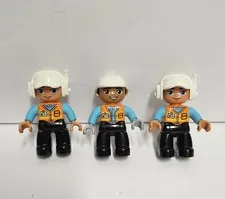 Duplo Lego #10901 Truck & Excavator Construction Workers Figures Lot Of 3