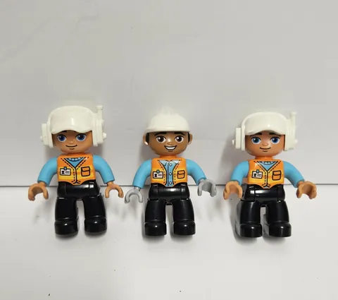 Duplo Lego #10901 Truck & Excavator Construction Workers Figures Lot Of 3
