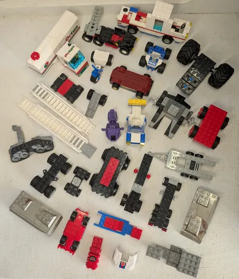 Big Lot Vintage Lego Car Truck Octan Tonka City Town Pieces Wheels Motorcycles