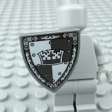 LEGO Minifigure Shield Triangular Gray Crown Quarters Background - Heroic Knight