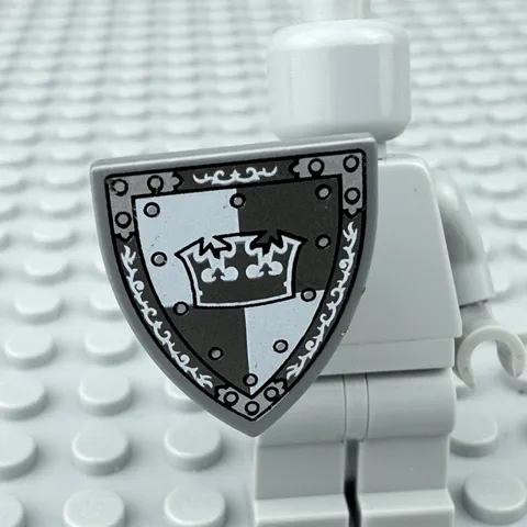 LEGO Minifigure Shield Triangular Gray Crown Quarters Background - Heroic Knight
