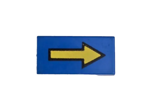 LEGO Space Blue Tile 1 x 2 with Yellow Arrow #3069p06 - 6845 6985 6931 6872