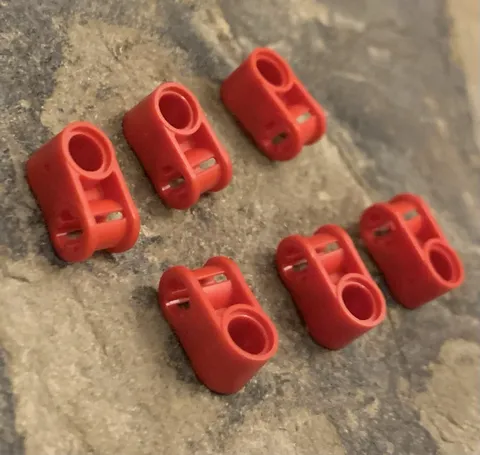LEGO Parts - Red Technic, Axle and Pin Connector Perpendicular - No 6536 - QTY 6