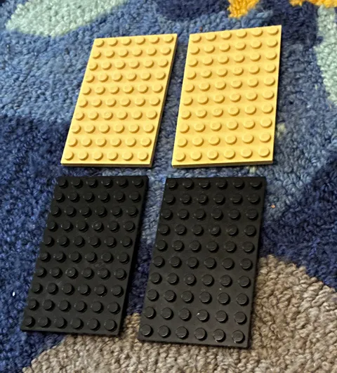 LEGO Black & Tan 6 by 10 Plate Pieces Lot of 4