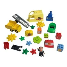 Lot of 21 Lego Duplo Pieces Car People Vehicles Flowers Chair Printed Bricks 
