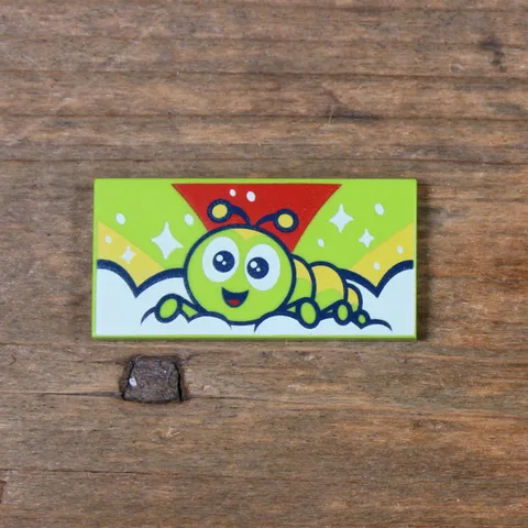 LEGO Disney Lime Tile 2x4 Caterpillar Sky and White Stars Pattern 87079pb0584