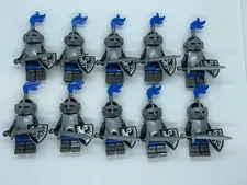 10 X LEGO Black Falcon Knight Castle Minifigures Figs Shield Armor Sword B8