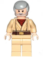 LEGO [No Color/Any Color] Obi-Wan Kenobi - Old, Light Bluish Gray Hair, Beard wi