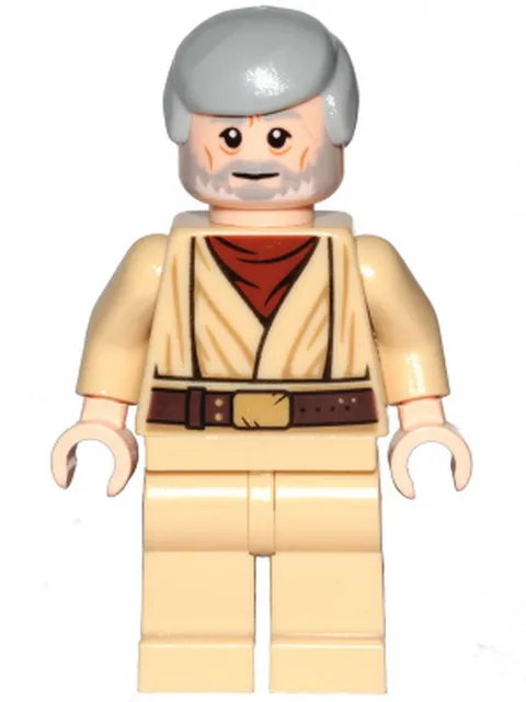 LEGO [No Color/Any Color] Obi-Wan Kenobi - Old, Light Bluish Gray Hair, Beard wi