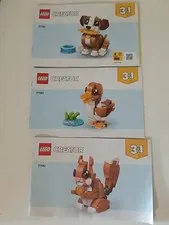 Lot Of 3 Lego Creator Booklets 31382,  Squirrel,  Duck, Puppy Instruction Manual