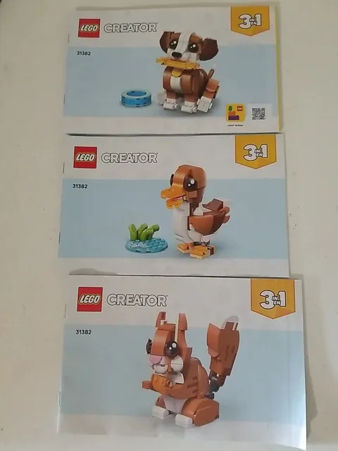 Lot Of 3 Lego Creator Booklets 31382,  Squirrel,  Duck, Puppy Instruction Manual