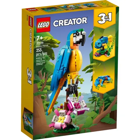 Lego Creator 3-in-1 *Exotic Parrot + Fish & Frog* Building Set (31136)