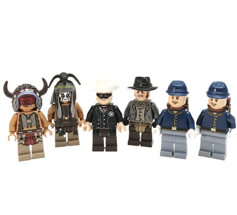 Lego Lone Ranger Minifigure Lot 6 Figures Red Knee Tonto Barrett Cavalry Soldier