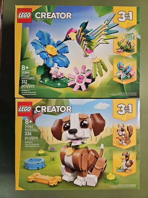 LEGO Creator 3 in 1 Playful Puppy Colorful Hummingbird Sets 336 Pieces Ages 8+