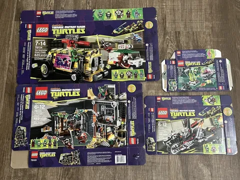 4 LEGO Empty Boxes Teenage Mutant Ninja Turtles 79100 79101 79103 79104 Flat
