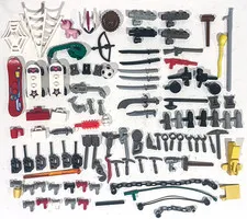 Lego Assorted ACCESSORIES Lot Swords Helmets Tools Weapons 104 pc.