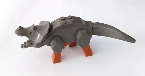 Lego Minifigure Triceratops Animal Land Dinosaur Dark Gray Orange Legs Tricera