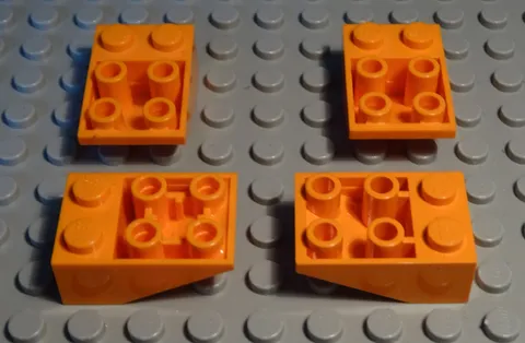 Lego Brick Slant 2x3 Negative Orange 4 Pieces