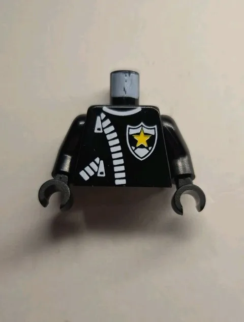 LEGO Minifigure Police Torso Black with Star Badge Zipper LEATHER JACKET 90's 