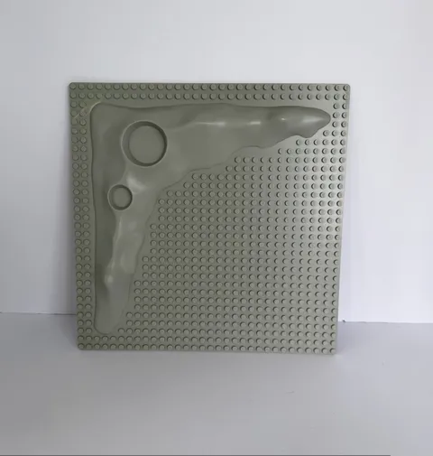 Vintage 1980s  LEGO Base Plate – Lunar Space Crater Moon Raised, Gray – 3947a