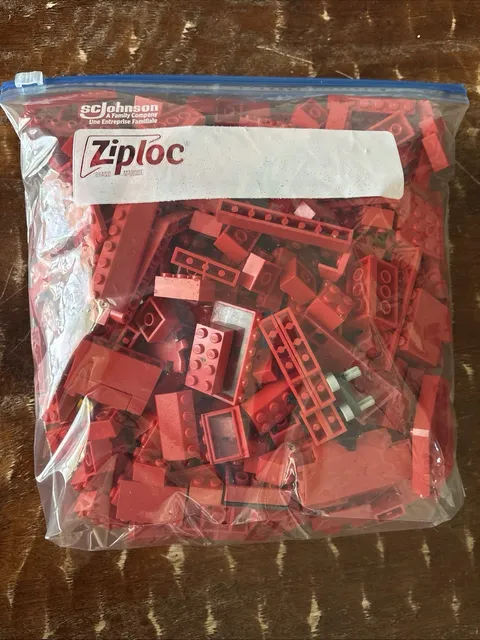 LEGO BULK LOT OF 800 + DARK RED BRICKS PLATES SLOPES  1 Gallon Bag