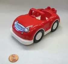 Lego Duplo RED SPORTS CAR Convertible Vehicle for Figures House White Trim
