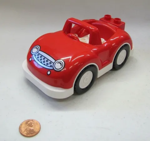 Lego Duplo RED SPORTS CAR Convertible Vehicle for Figures House White Trim