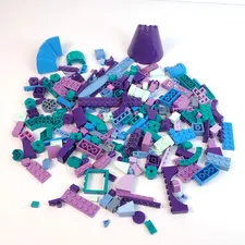 LEGO Parts - Assorted Blue, Purple, Turquoise Bulk Pieces - QTY 200+ pc (8oz)