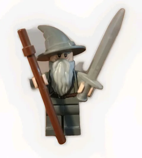 Lego Minifigure Lord Of The Rings The Hobbit Gandalf W Staff Sword Hat NO CLOAK