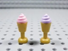 LEGO Lot of 2 Ice Cream w/ Gold Goblet Pink Purple Accessory Minifig BV
