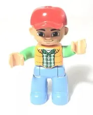 LEGO DUPLO Town Truck Driver 2.5" FIGURE Replacement 10814. Red Hat, Orange Vest