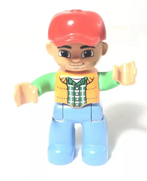 LEGO DUPLO Town Truck Driver 2.5" FIGURE Replacement 10814. Red Hat, Orange Vest
