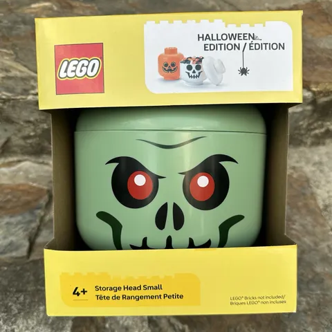 NEW Lego Storage Head Small Halloween Pumpkin ~ Green Zombie Dead Spooky NEW NIB