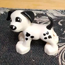 LEGO Dog Puppy Figure White w/ Black Spots Plastic 1 Piece Animals