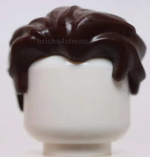 Lego Dark Brown Minifigure Hair Swept Back Slight Widows Peak Short Sidebruns