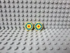 Lego Lot x2 Tile Round 2 x 2 Blue and Red Archery Target Pattern Pieces 4150p40