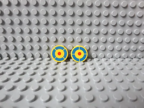 Lego Lot x2 Tile Round 2 x 2 Blue and Red Archery Target Pattern Pieces 4150p40