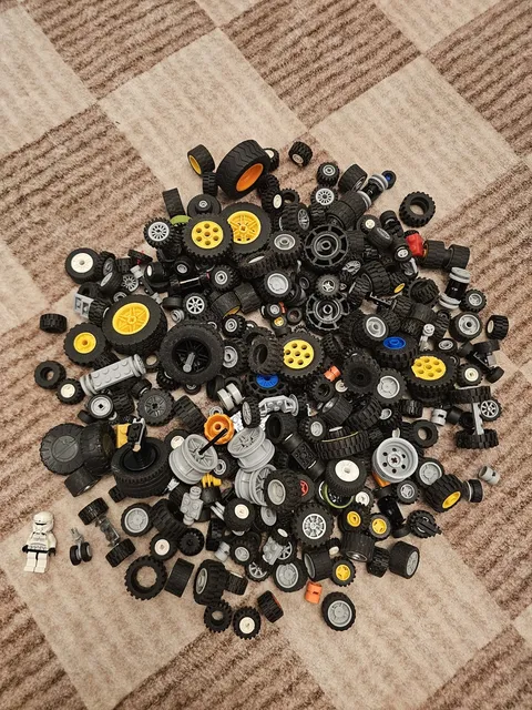 LEGO Bricks Bulk Lot - WHEELS, TIRES - Gallon Size Bag