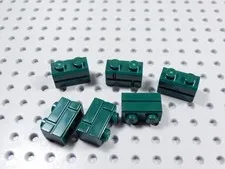 LEGO Lot of 6 Dark Green 1x2 Bricks w/ Modified Masonry Profile Bricks BM