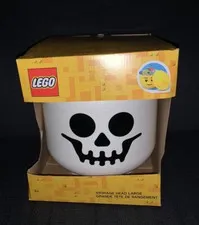LEGO White Skeleton Skull Storage Head Large Container Halloween Decor NEW