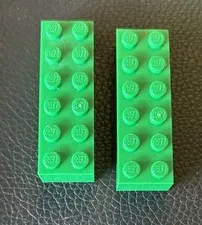 LEGO Lot of 2 Green 2x6 Part #2456 Basic Building Brick Pieces