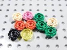 LEGO Lot of 10 Rose Flowers Plants Minifig Black Light Nougat Dark Pink Green BI