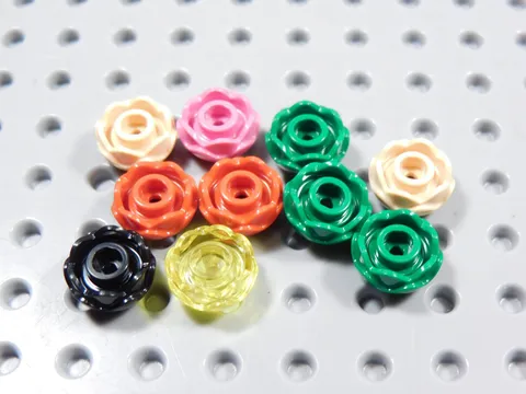 LEGO Lot of 10 Rose Flowers Plants Minifig Black Light Nougat Dark Pink Green BI